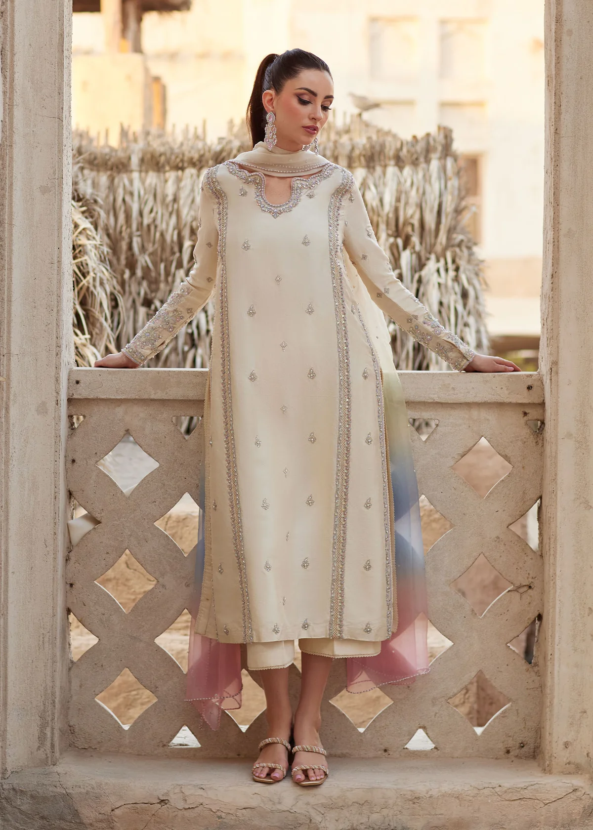 Ivory pearl salwar silhouette